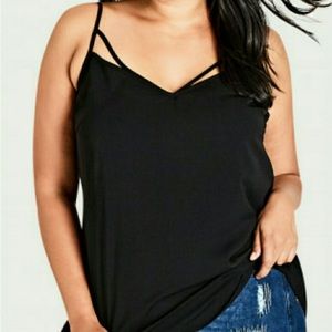 City Chic Strappy Cami Black Size XL 22 Plus Size